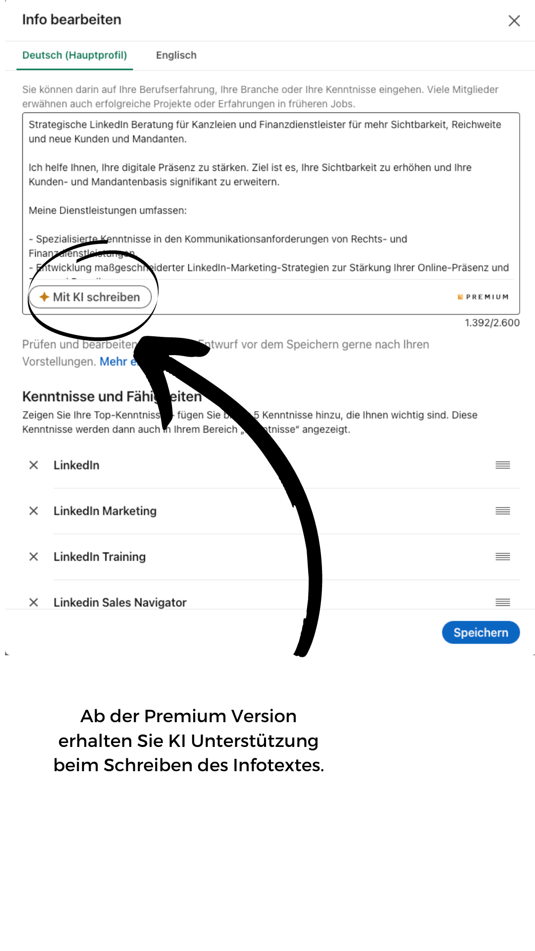 Infotext LinkedIn mit KI